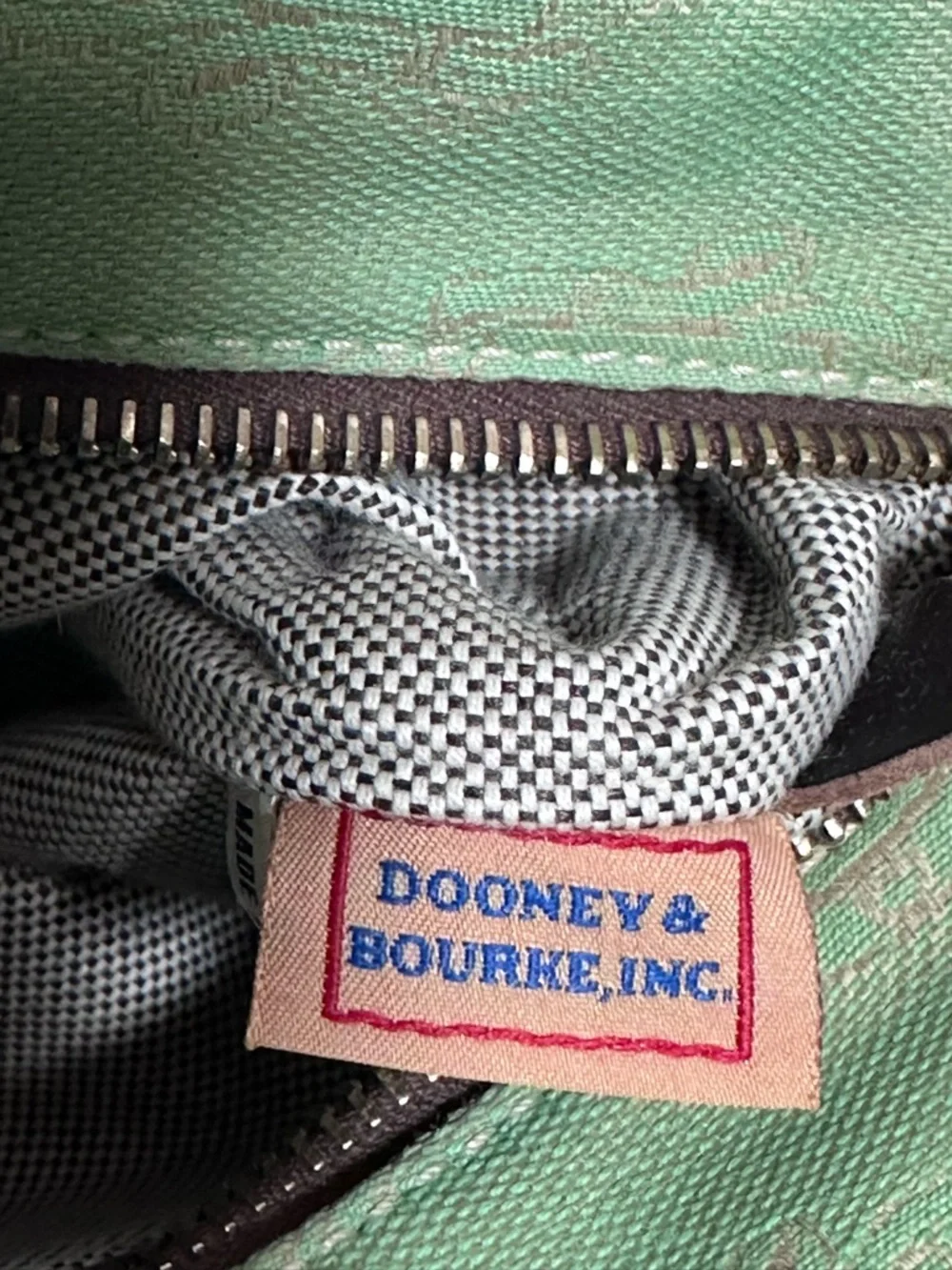 Dooney & Bourke Vintage Canvas Tote Bag Matching Coin Purse Set green/brown